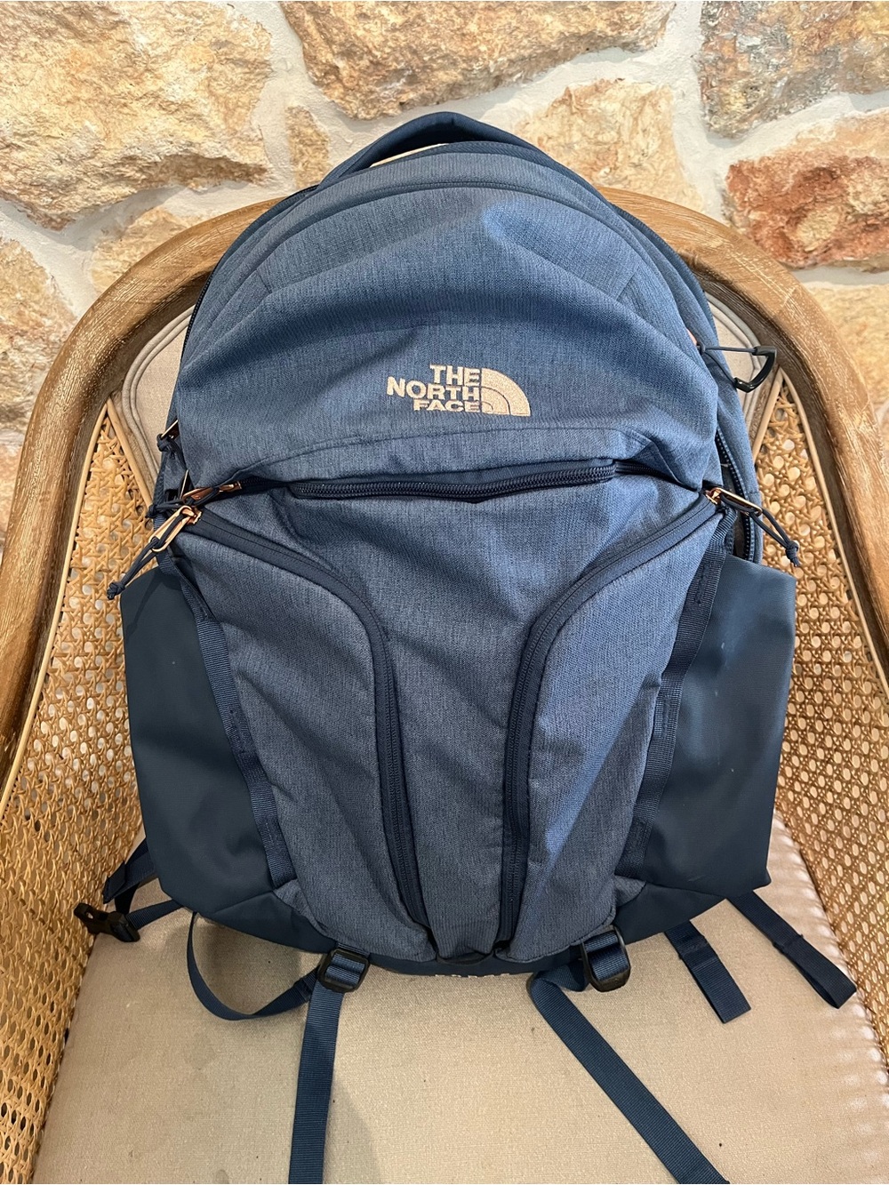 The North Face Blue Backpack with Navy Accents